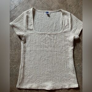 Old Navy Cream Textured Short Sleeve Top